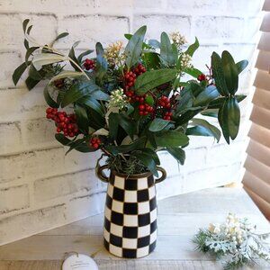 Checked Christmas Decor Buffalo Check Ornament Checked Flower Arrangement